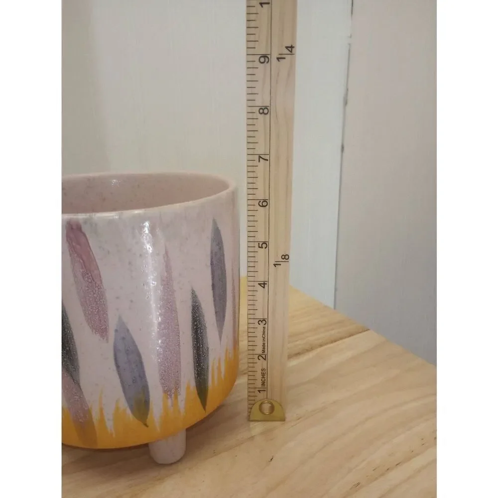 MCM inspired, planting pot. Hand painted & footed
